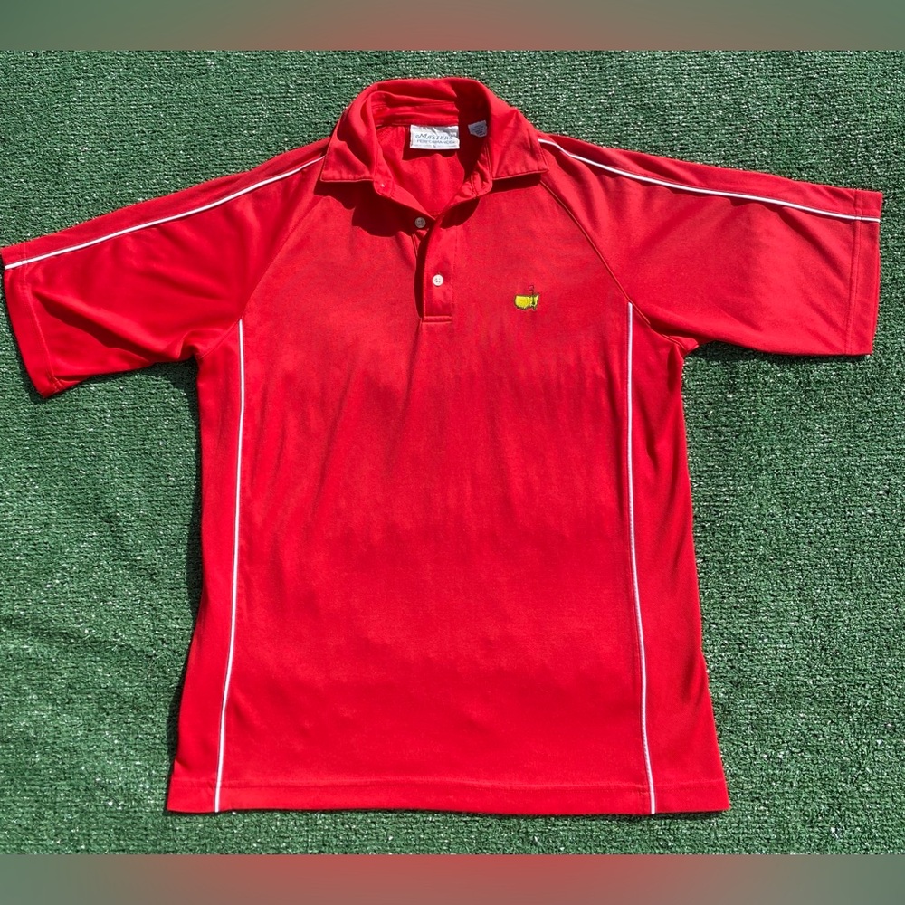 Masters Tech Augusta National Golf Green & White Striped Polo Shirt Men’s Large